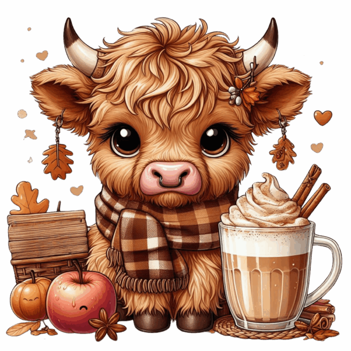 DTF Design kant en klaar – Fall Highland Cow H0005