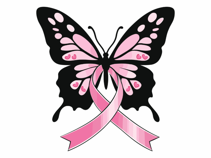 DTF Design kant en klaar –Butterfly Pink Ribbon Breast Cancer A0001